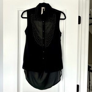 Andree Black Sleeveless Blouse, Size Small